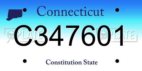 C347601 Connecticut License Plate