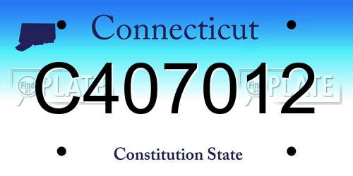 C407012 Connecticut License Plate