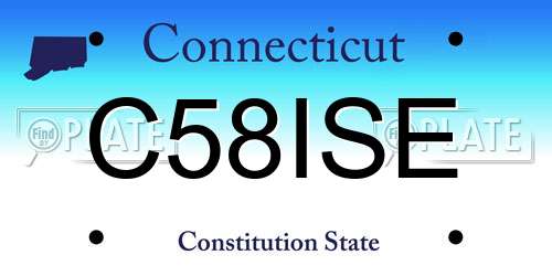 C58ISE Connecticut License Plate
