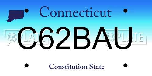 C62BAU Connecticut License Plate