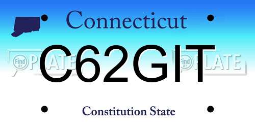 C62GIT Connecticut License Plate