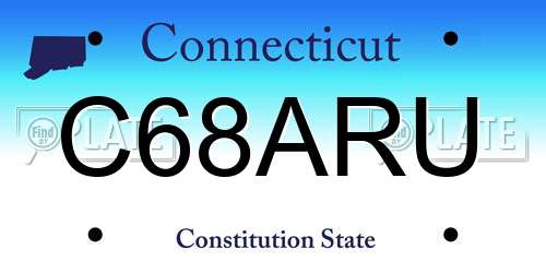 C68ARU Connecticut License Plate