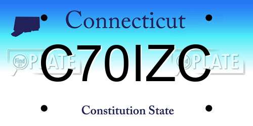 C70IZC Connecticut License Plate