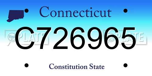 C726965 Connecticut License Plate