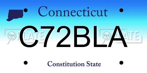 C72BLA Connecticut License Plate