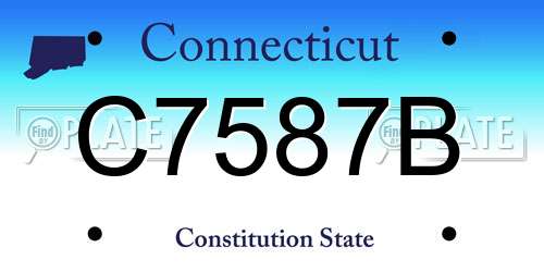 C7587B Connecticut License Plate