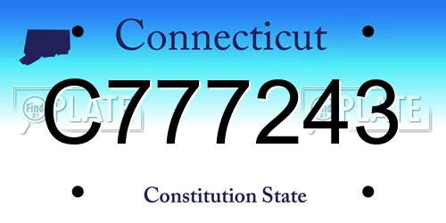 C777243 Connecticut License Plate