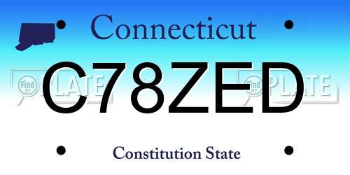 C78ZED Connecticut License Plate
