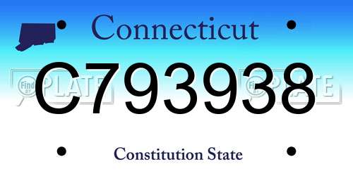 C793938 Connecticut License Plate