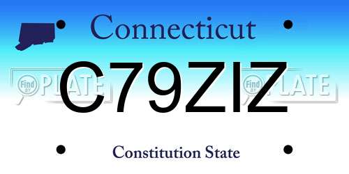C79ZIZ Connecticut License Plate