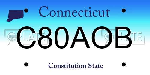 C80AOB Connecticut License Plate