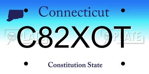 C82XOT Connecticut License Plate