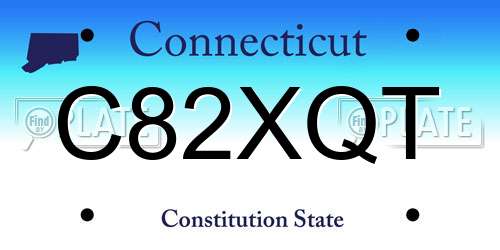 C82XQT Connecticut License Plate