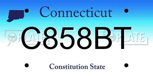 C858BT Connecticut License Plate