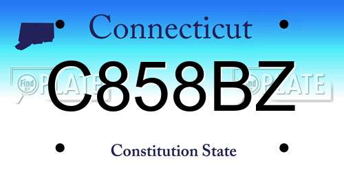 C858BZ Connecticut License Plate