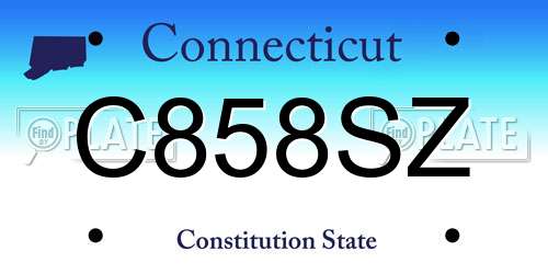 C858SZ Connecticut License Plate