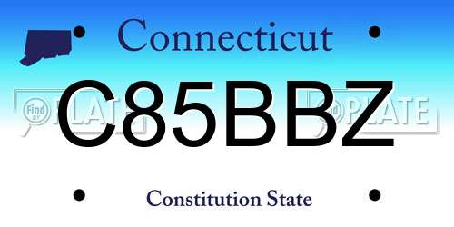 C85BBZ Connecticut License Plate