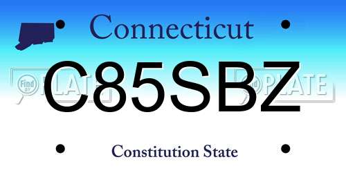 C85SBZ Connecticut License Plate