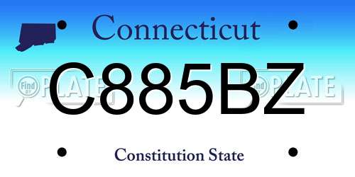 C885BZ Connecticut License Plate
