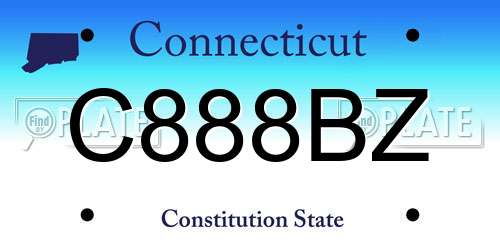 C888BZ Connecticut License Plate