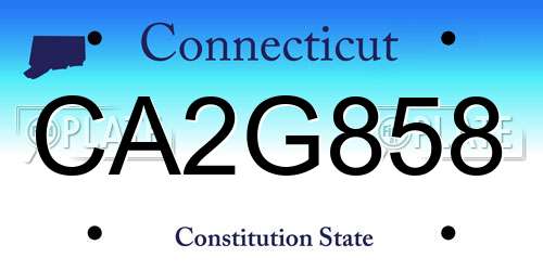 CA2G858 Connecticut License Plate