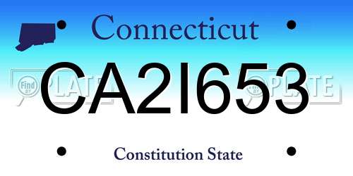 CA2I653 Connecticut License Plate
