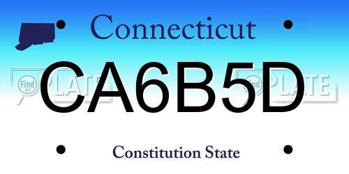 CA6B5D Connecticut License Plate