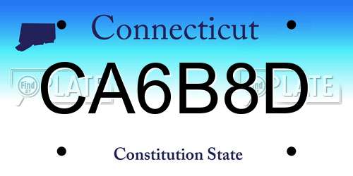 CA6B8D Connecticut License Plate