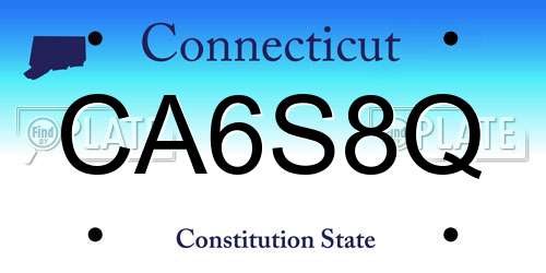 CA6S8Q Connecticut License Plate