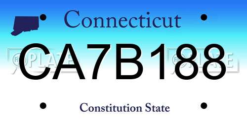 CA7B188 Connecticut License Plate