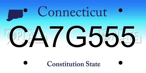CA7G555 Connecticut License Plate