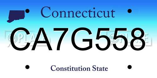CA7G558 Connecticut License Plate