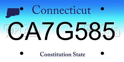 CA7G585 Connecticut License Plate