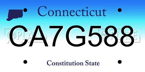 CA7G588 Connecticut License Plate