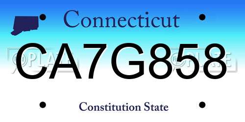 CA7G858 Connecticut License Plate