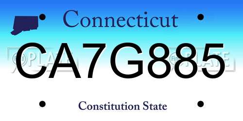 CA7G885 Connecticut License Plate