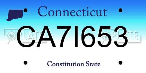 CA7I653 Connecticut License Plate