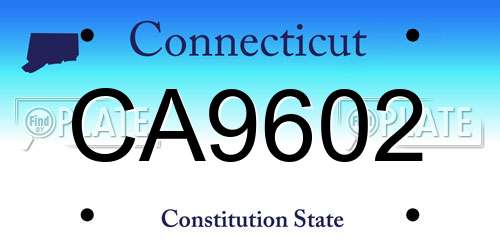 CA9602 Connecticut License Plate