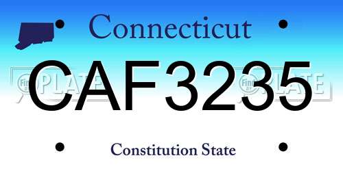 CAF3235 Connecticut License Plate