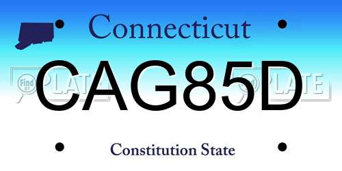CAG85D Connecticut License Plate