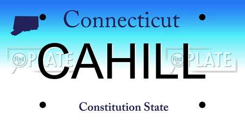 CAHILL Connecticut License Plate