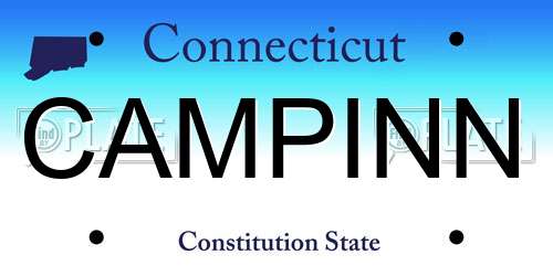 CAMPINN Connecticut License Plate