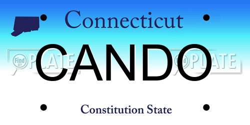 CANDO Connecticut License Plate