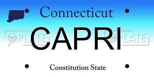 CAPRI Connecticut License Plate