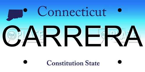 CARRERA Connecticut License Plate