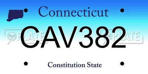 CAV382 Connecticut License Plate