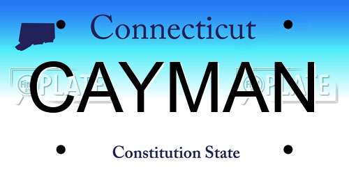 CAYMAN Connecticut License Plate