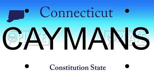 CAYMANS Connecticut License Plate