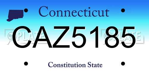 CAZ5185 Connecticut License Plate