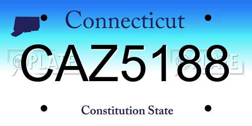 CAZ5188 Connecticut License Plate
